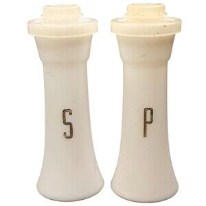 Tupperware White Salt & Pepper Shakers 4" Hourglass Shape MCM VTG